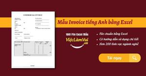 Mẫu Invoice tiếng Anh file Excel