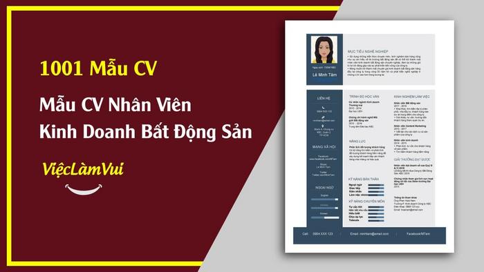 Mẫu CV Nhân Viên Kinh Doanh Bất Động Sản - 1001 mẫu cv vieclamvui