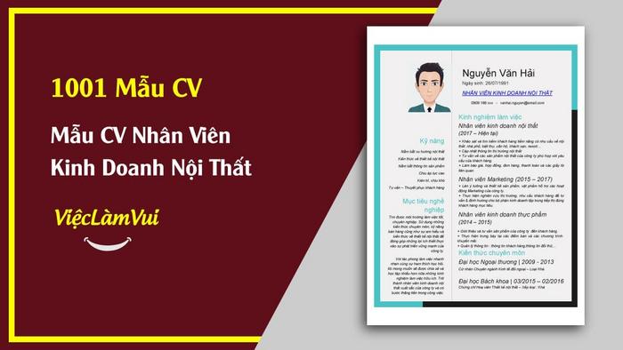 Mẫu CV Nhân viên kinh doanh nội thất - 1001 mẫu CV ViecLamVui