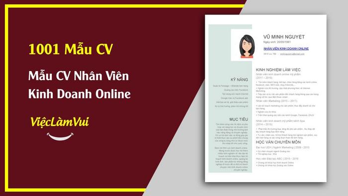 Mẫu CV Nhân viên kinh doanh online - 1001 mẫu CV ViecLamVui