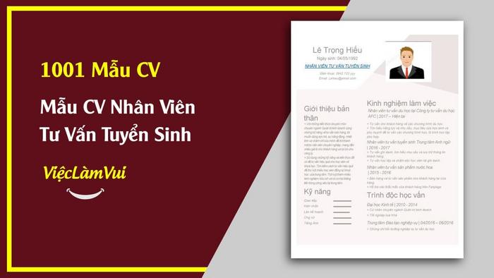 Mẫu CV Nhân viên tư vấn tuyển sinh - 1001 mẫu cv ViecLamVui