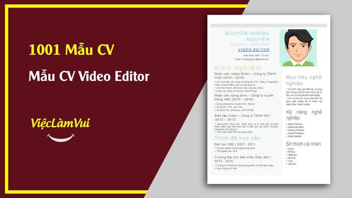 Mẫu CV Video editor - 1001 mẫu CV ViecLamVui