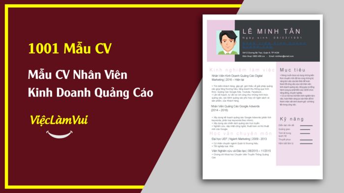 Mẫu CV nhân viên kinh doanh quảng cáo - 1001 Mẫu CV ViecLamVui