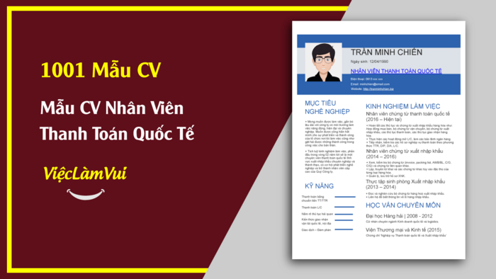 Mẫu CV nhân viên thanh toán quốc tế - 1001 mẫu CV ViecLamVui
