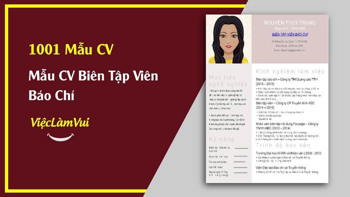 Mẫu CV biên tập viên báo chí - 1001 mẫu CV ViecLamVui