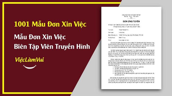 Mẫu đơn xin việc biên tập viên truyền hình - 1001 mẫu đơn xin việc ViecLamVui