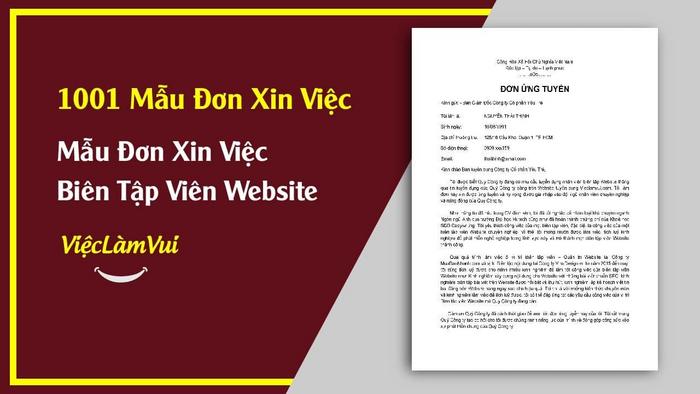 Mẫu đơn xin việc biên tập viên Website - 1001 mẫu đơn xin việc ViecLamVui