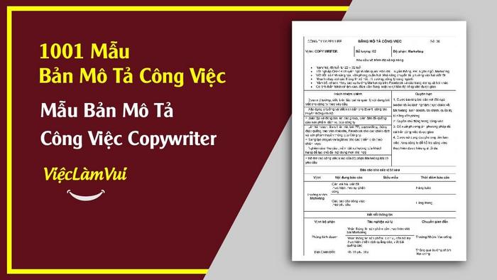 Mẫu bản mô tả công việc CopyWriter - 1001 mẫu bản mô tả công việc ViecLamVui