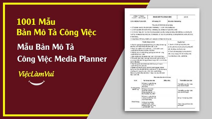 Mẫu bản mô tả công việc Media Planner - 1001 mẫu bản mô tả công việc ViecLamVui