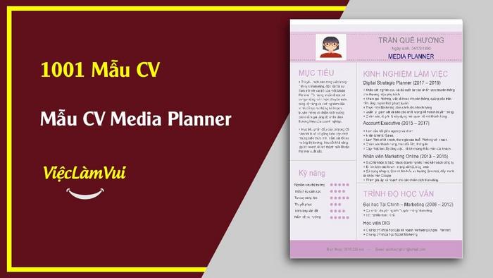 Mẫu CV Media Planner - 1001 mẫu CV ViecLamVui