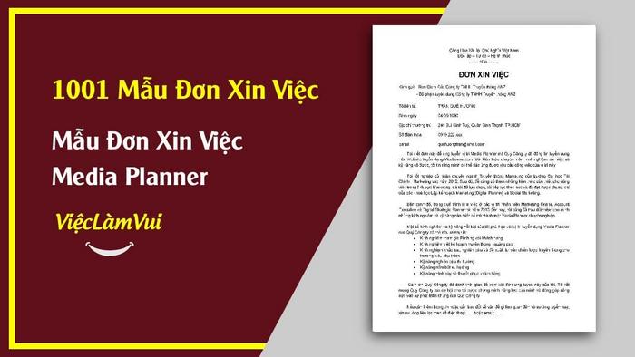 Mẫu đơn xin việc Media Planner - 1001 mẫu đơn xin việc ViecLamVui