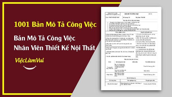 Bản mô tả công việc Thiết kế nội thất - 1001 Bản mô tả công việc ViecLamVui