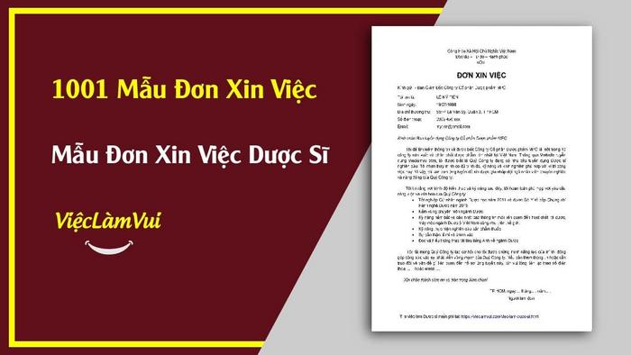 Mẫu đơn xin việc Dược sĩ - 1001 mẫu đơn xin việc ViecLamVui