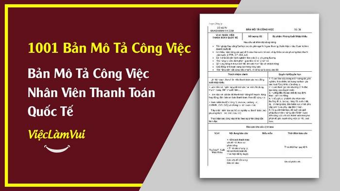 Mẫu bản mô tả công việc nhân viên thanh toán quốc tế - 1001 Bản mô tả công việc ViecLamVui