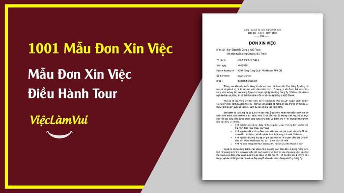 Mẫu đơn xin việc điều hành tour - 1001 mẫu đơn xin việc ViecLamVui