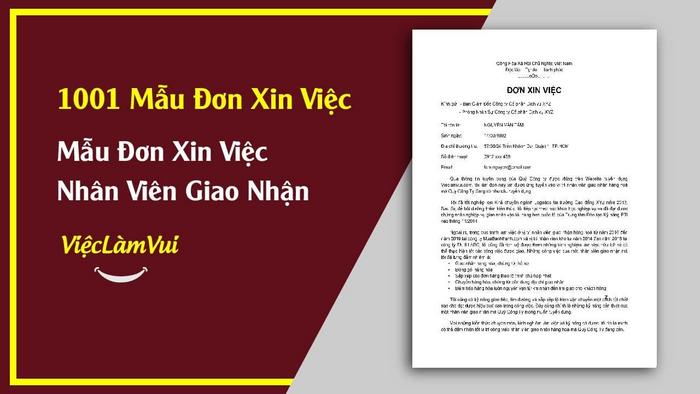 Mẫu đơn xin việc nhân viên giao nhận - 1001 mẫu đơn xin việc ViecLamVui