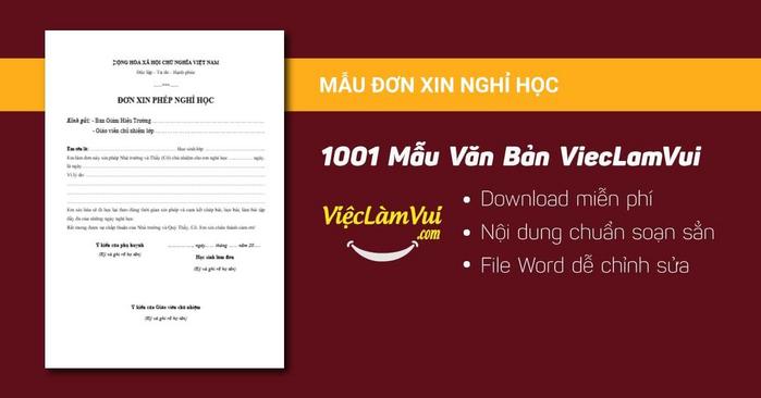 Đơn xin nghỉ học - 1001 mẫu văn bản ViecLamVui