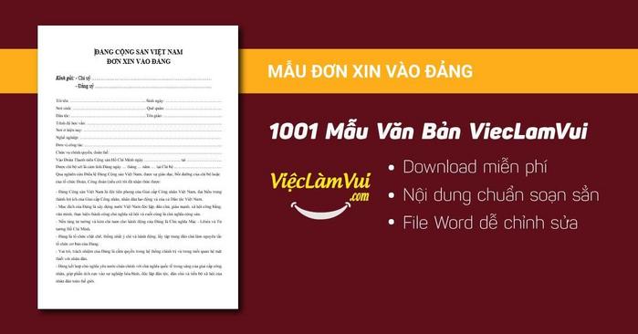Đơn xin vào Đảng - 1001 mẫu văn bản ViecLamVui