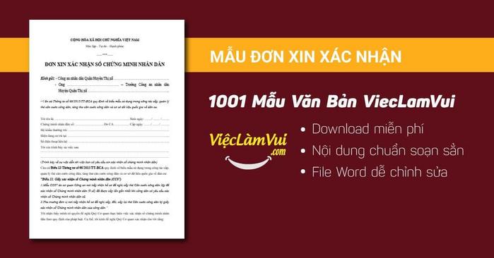 Mẫu đơn xin xác nhận - 1001 mẫu văn bản ViecLamVui