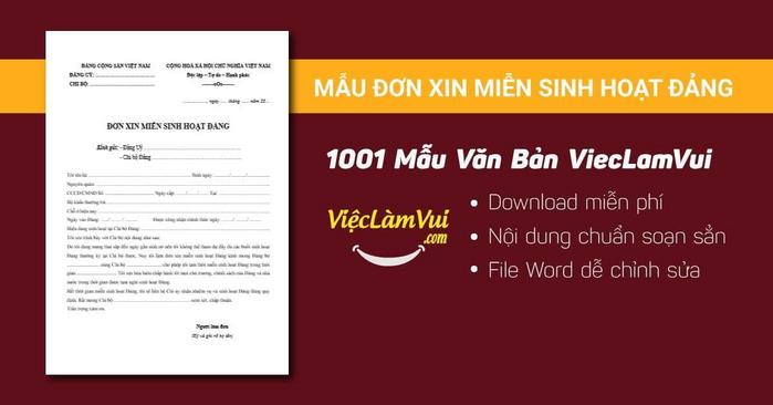 Đơn xin miễn sinh hoạt Đảng - 1001 mẫu văn bản ViecLamVui