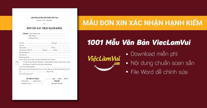 Đơn xin xác nhận hạnh kiểm - 1001 mẫu văn bản ViecLamVui