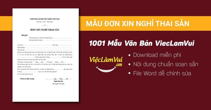 Mẫu đơn xin nghỉ thai sản - 1001 mẫu văn bản ViecLamVui