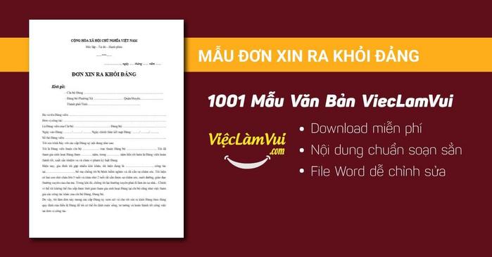 Đơn xin ra khỏi Đảng - 1001 mẫu văn bản ViecLamVui