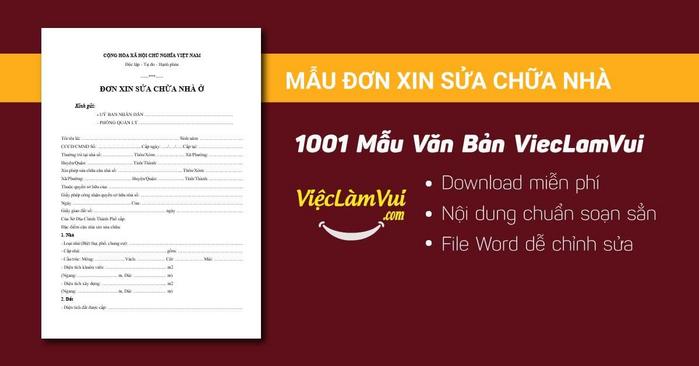Đơn xin sửa chữa nhà - 1001 mẫu văn bản ViecLamVui