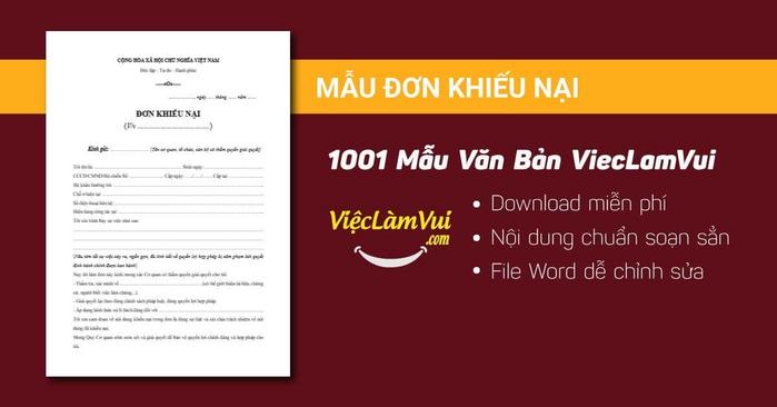 Mẫu đơn khiếu nại - 1001 mẫu văn bản ViecLamVui