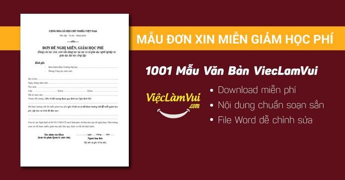 Mẫu đơn xin miễn giảm học phí - 1001 mẫu văn bản ViecLamVui