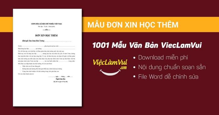 Mẫu đơn xin học thêm - 1001 mẫu văn bản ViecLamVui