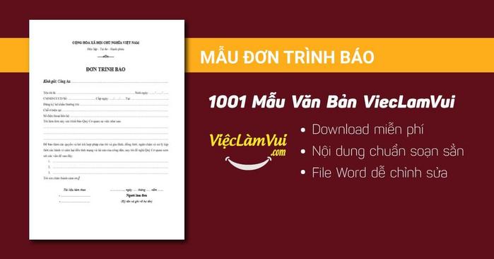Mẫu đơn trình báo - 1001 mẫu văn bản ViecLamVui