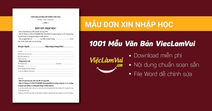 Mẫu đơn xin nhập học - 1001 mẫu văn bản ViecLamVui