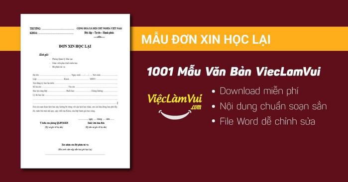 Mẫu đơn xin học lại - 1001 mẫu văn bản ViecLamVui