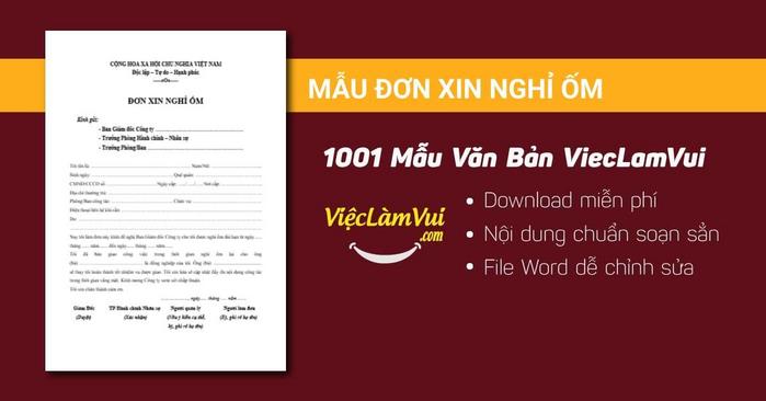 Mẫu đơn xin nghỉ ốm - 1001 mẫu văn bản ViecLamVui