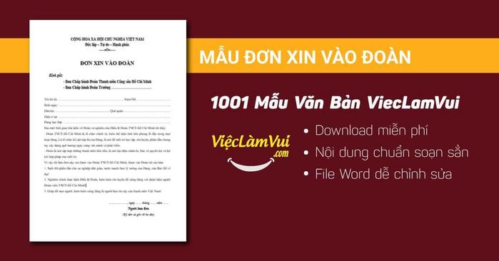Mẫu đơn xin vào Đoàn - 1001 mẫu văn bản ViecLamVui