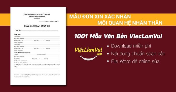 Mẫu đơn xin xác nhận mối quan hệ nhân thân - 1001 mẫu văn bản ViecLamVui