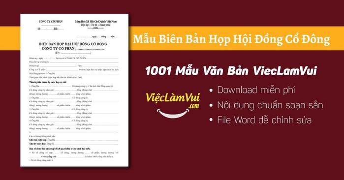 Biên bản họp hội đồng cổ đông - 1001 Mẫu Văn Bản ViecLamVui