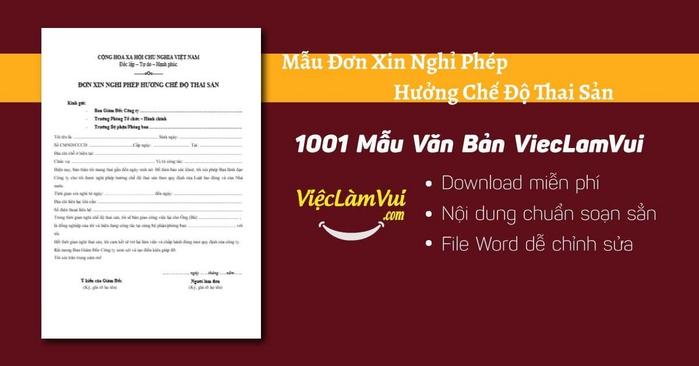 Mẫu đơn xin nghỉ phép hưởng chế độ thai sản - 1001 Mẫu Văn Bản ViecLamVui