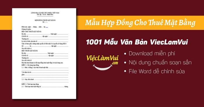 Mẫu hợp đồng cho thuê mặt bằng mới nhất