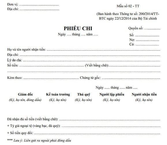 Mẫu phiếu chi theo thông tư 200 -ViecLamVui