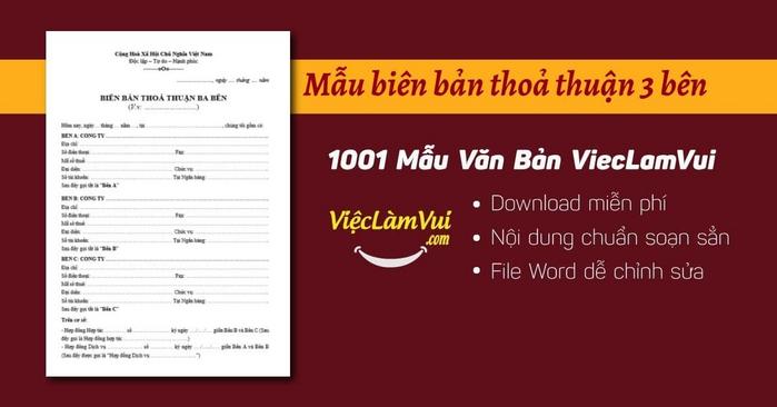 Biên bản thoả thuận 3 bên - ViecLamVui