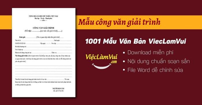 Mẫu công văn giải trình file Word