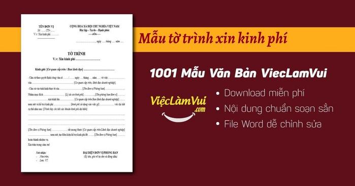 Mẫu tờ trình xin kinh phí chuẩn nhất file Word