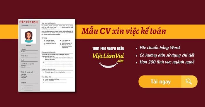 Mẫu CV xin việc kế toán chuyên nghiệp, đẹp file Word