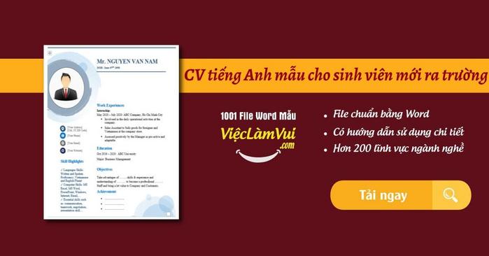 CV tiếng Anh mẫu cho sinh viên mới ra trường - ViecLamVui