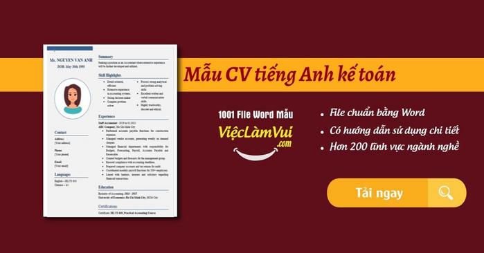 Mẫu CV tiếng Anh kế toán - ViecLamVui