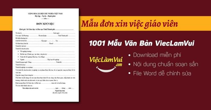 Mẫu đơn xin việc giáo viên file Word - ViecLamVui