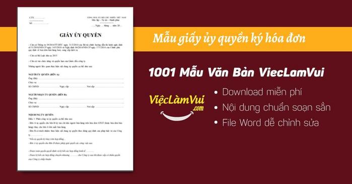 Mẫu giấy ủy quyền ký hóa đơn file Word