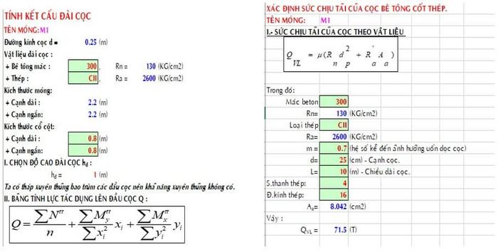 Bảng Excel tính toán móng cọc - ViecLamVui